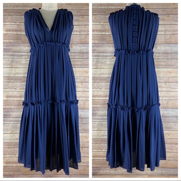 Bottega Veneta Dresses & Skirts - Bottega Veneta Sleeveless Tier Pleated Midi Dress